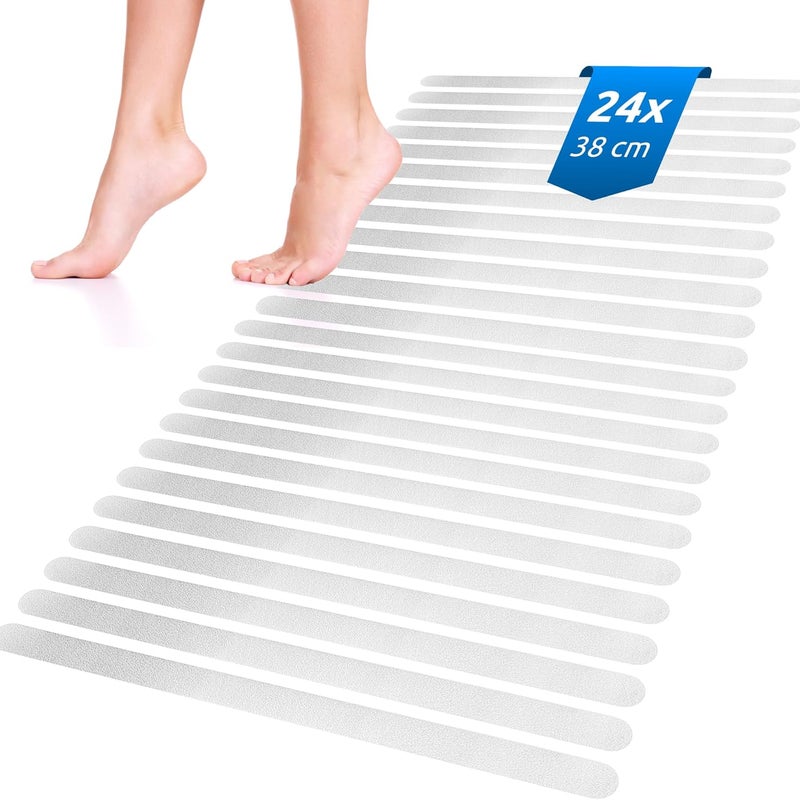 Naklejki antypoślizgowe do wanny, zestaw 24 szt., przezroczyste paski zabezpieczające do wanny, antypoślizgowa mata prysznicowa 2 x 38 cm