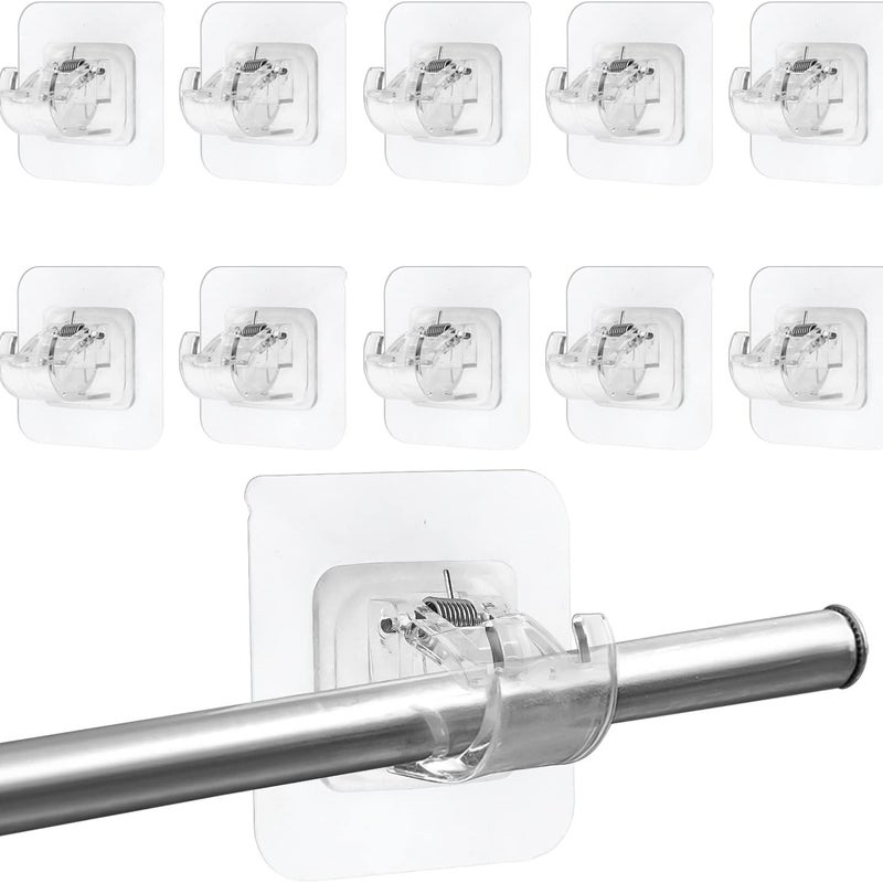 10 sztuk uchwytów do karniszy bez wiercenia, przezroczyste, samoprzylepne wsporniki do karniszy, samoprzylepne haczyki do karniszy w kuchni i łazience