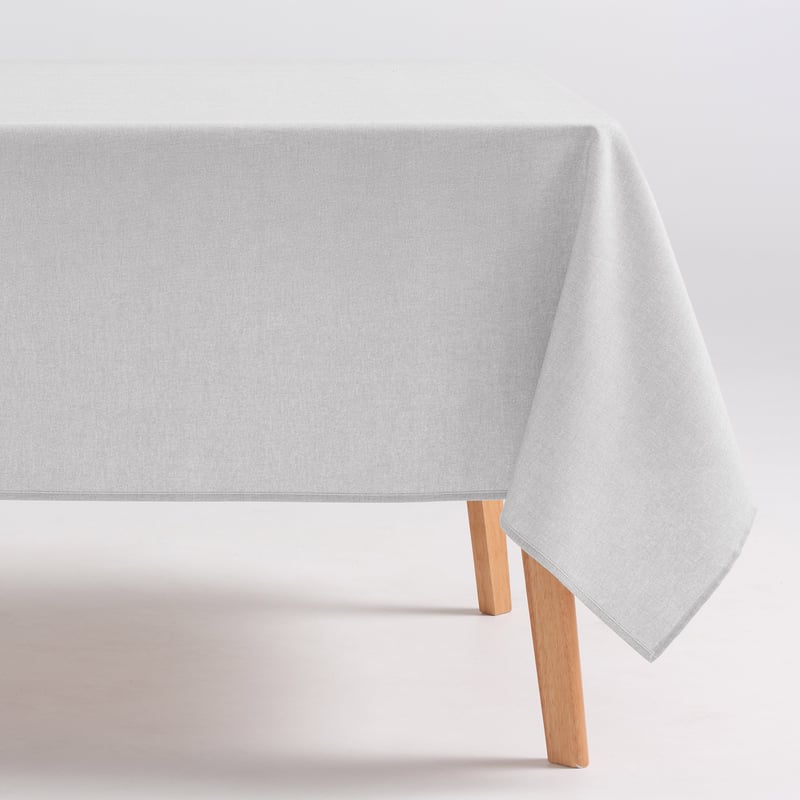 Obrus plamoodporny bawełniany, miękki w dotyku, gładki jasnoszary 140x240 cm