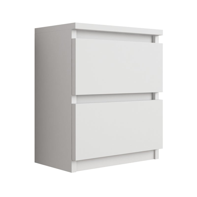 Szafka nocna stojąca z dwiema szufladami – 45 ×36 × 36 cm – kolor: Biały