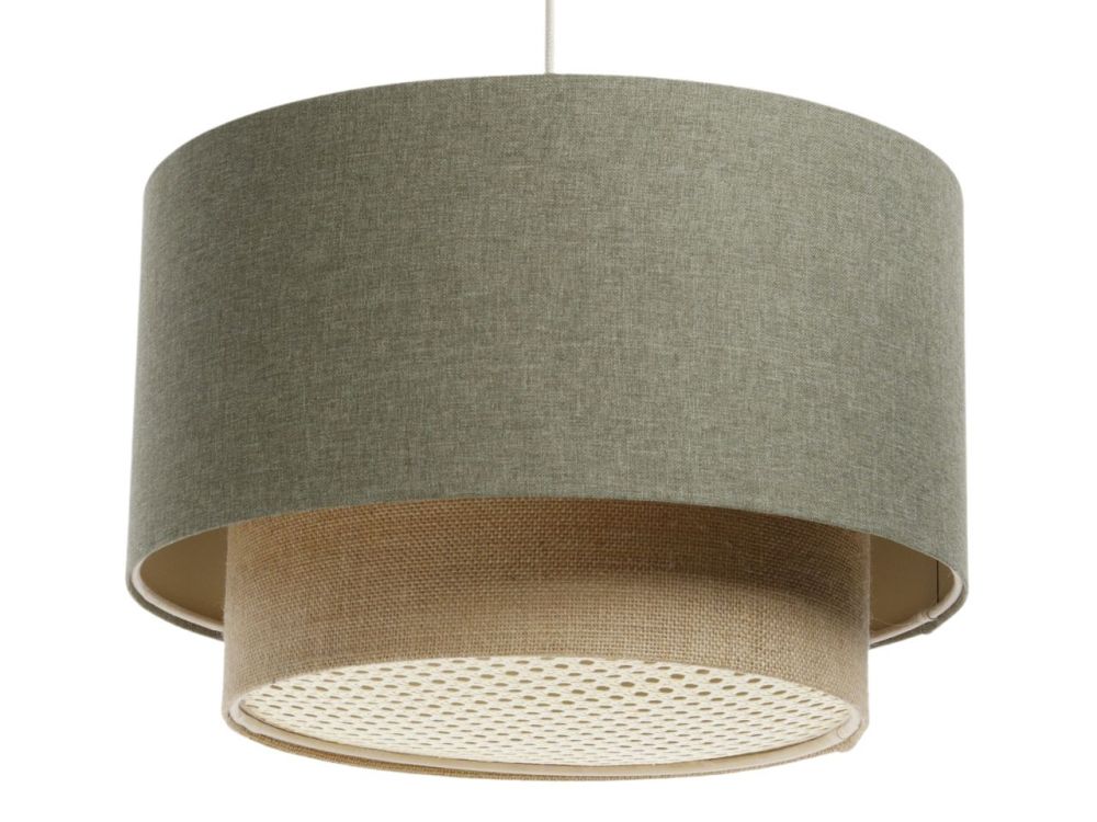 Lampa wisząca ERUTAN DOUBLE RATTAN 40 zielona/beżowa