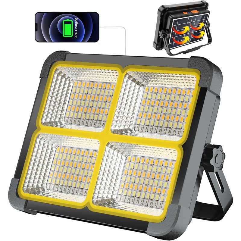 Reflektor LED 30 W z akumulatorem, 6000 mAh, z panelem słonecznym – idealny do pracy, wędkowania, na kemping i na place budowy