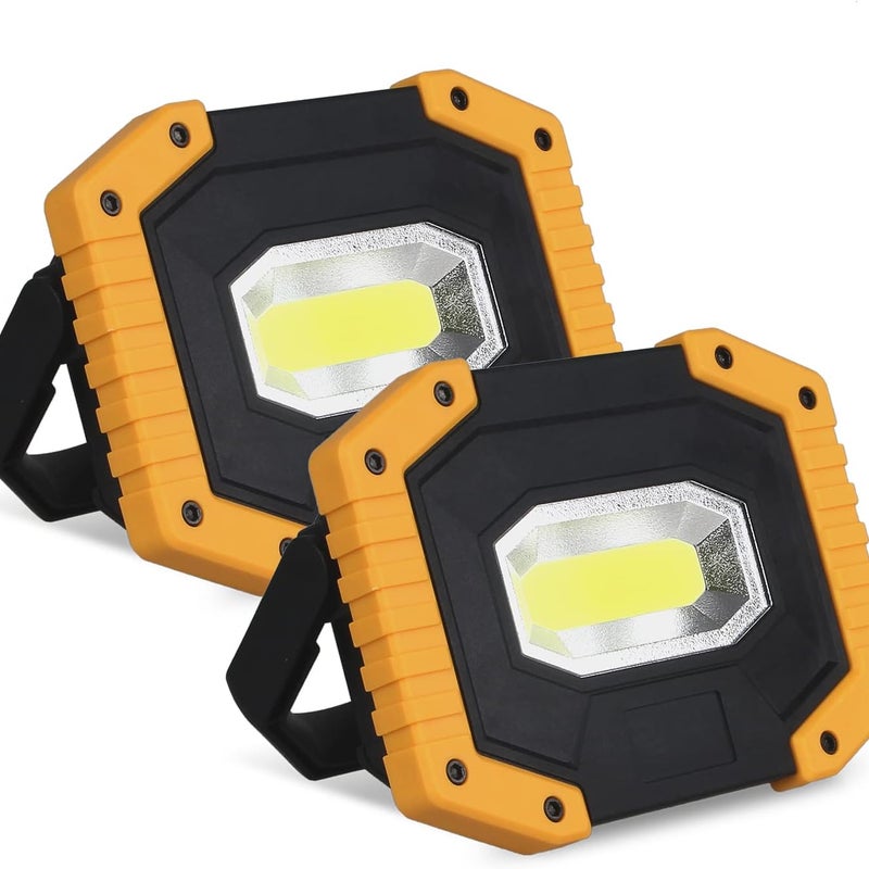 Zestaw 2 akumulatorowych reflektorów LED o mocy 30 W – 3 tryby, USB, do biwakowania, na plac budowy, do garażu i prac na zewnątrz
