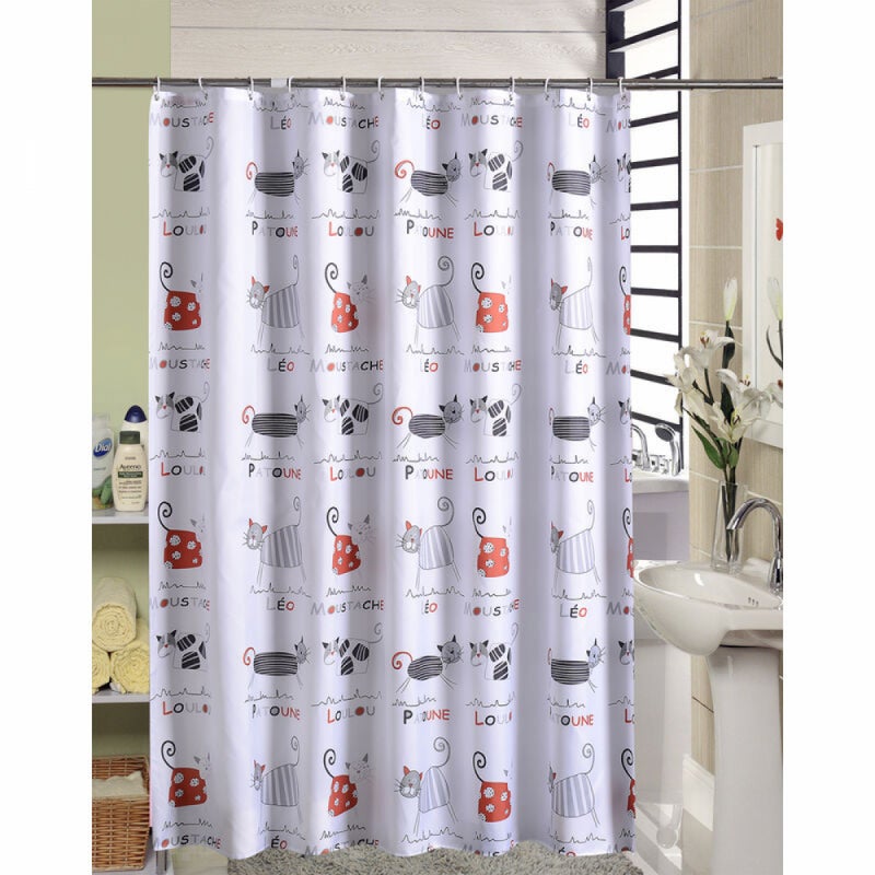 Zasłona prysznicowa łazienkowa, 180 x 200 cm, z 12 haczykami, szybkoschnąca (kat. 1), wodoodporna tkanina poliestrowa