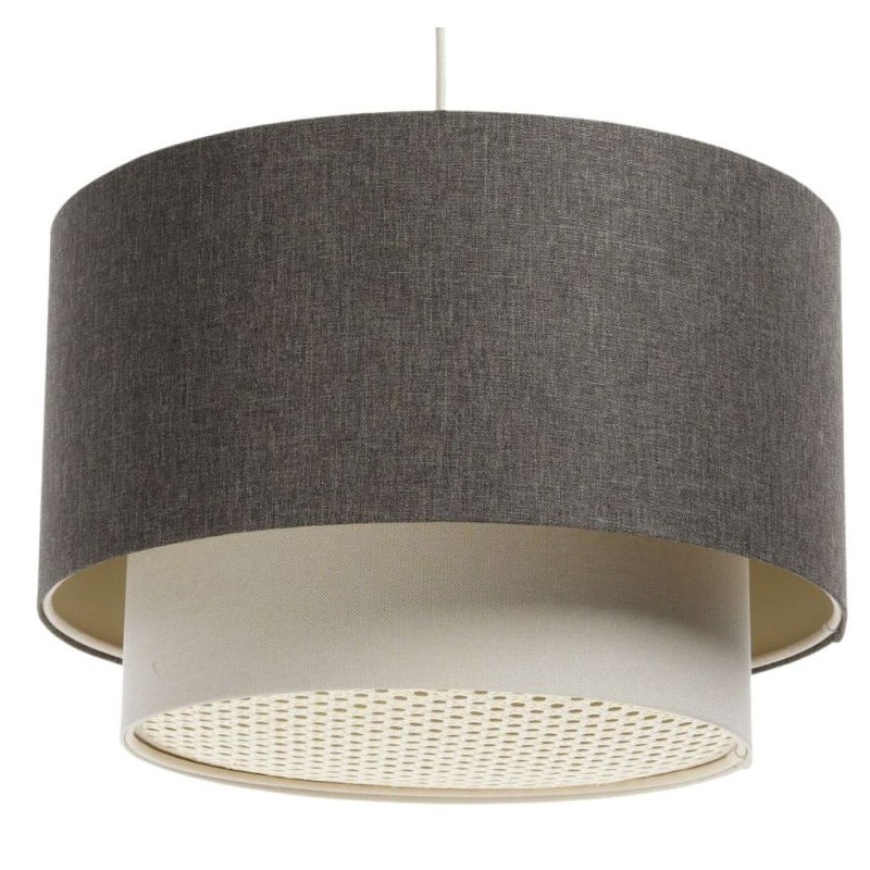 Lampa wisząca ERUTAN DOUBLE RATTAN 60 szara/kremowa