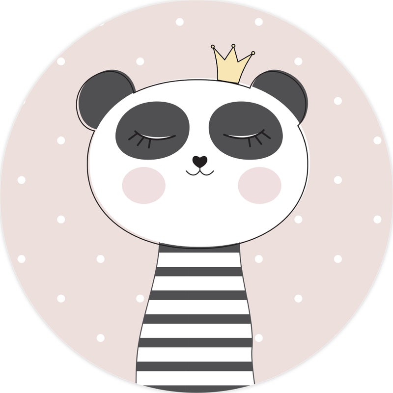 Dywan winylowy dla dzieci King Panda [średnica] 100 cm - Antypoślizgowy PVC, winylowy do pokoju dziecięcego, trudnopalny i zmywalny.