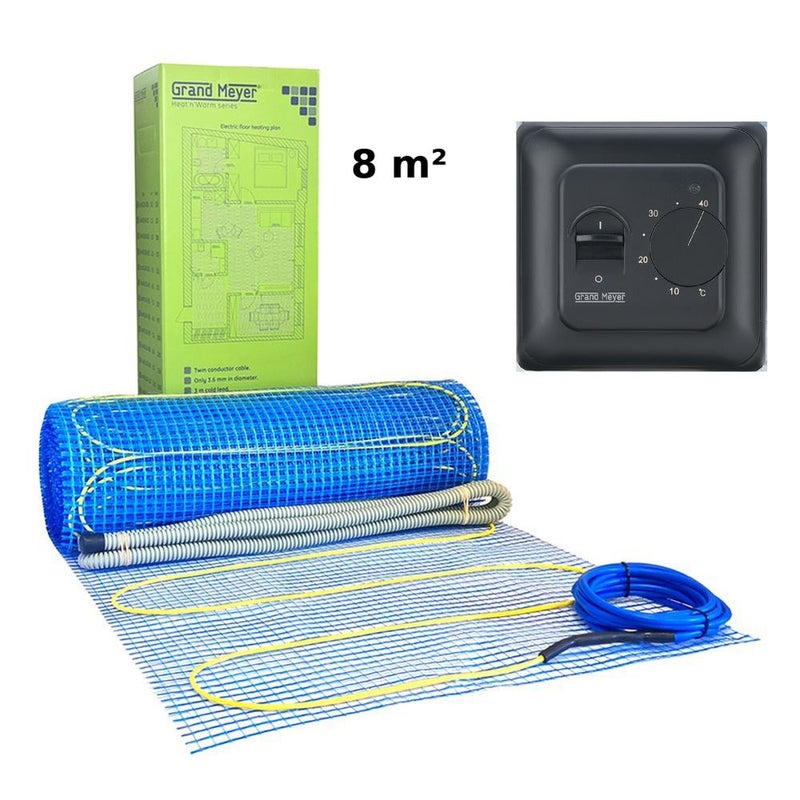 Zestaw Mata grzewcza 8 m² 170 W/m² + Termostat mechaniczny MST-10