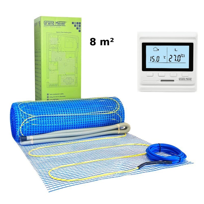 Zestaw Mata grzewcza 8 m² 170 W/m² + Termostat programowalny HW500