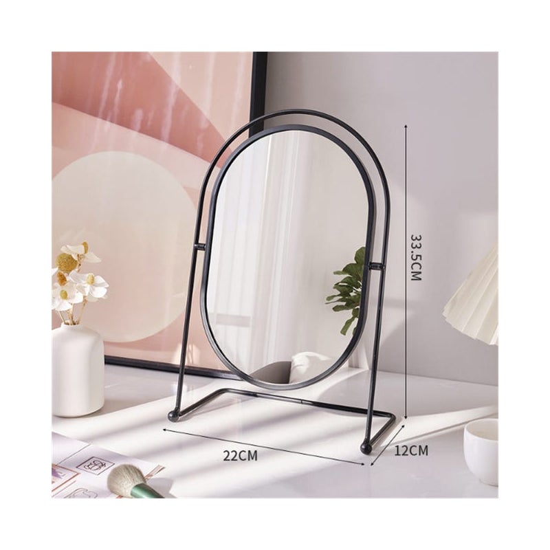 Lustro do makijażu obrotowe HD: elegancja i funkcjonalność dla Twojej przestrzeni – zmodyfikowany model owalny, 22 x 12 x 33,5 cm, kolor czarny