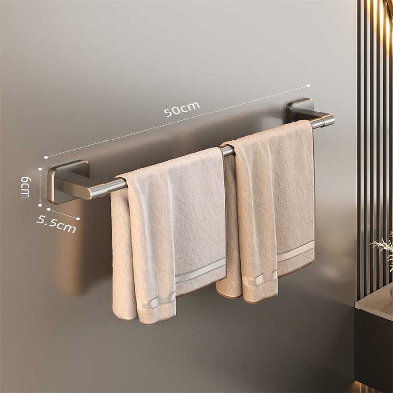 Wieszak na ręczniki 50 cm, montowany na ścianie, nie wymaga wiercenia, półka łazienkowa, pojedynczy drążek