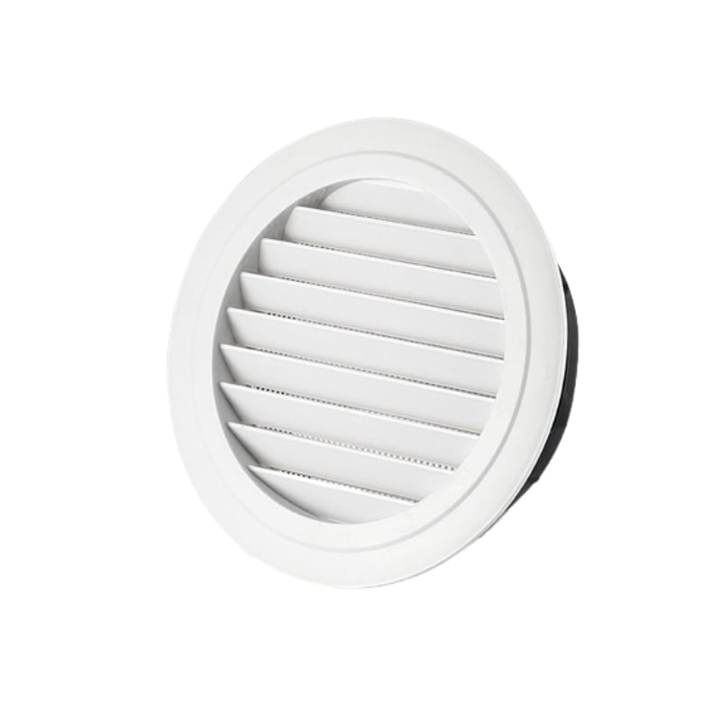 Kratka wentylacyjna, żaluzje skośne, do otworów Ø 150 mm, biała