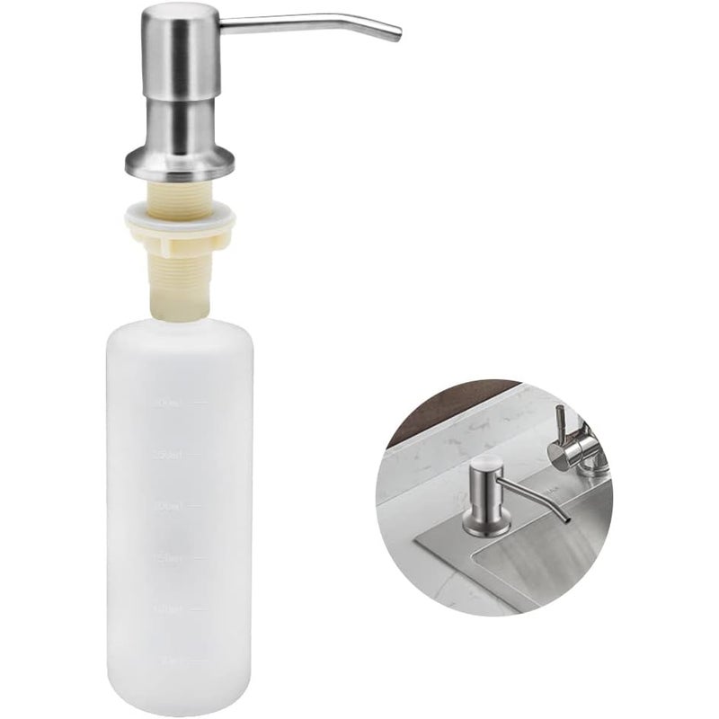 Dozownik mydła do zlewu kuchennego, 500 ml, stal nierdzewna, napełniany dozownik mydła z pompką obrotową 360° (srebrny)