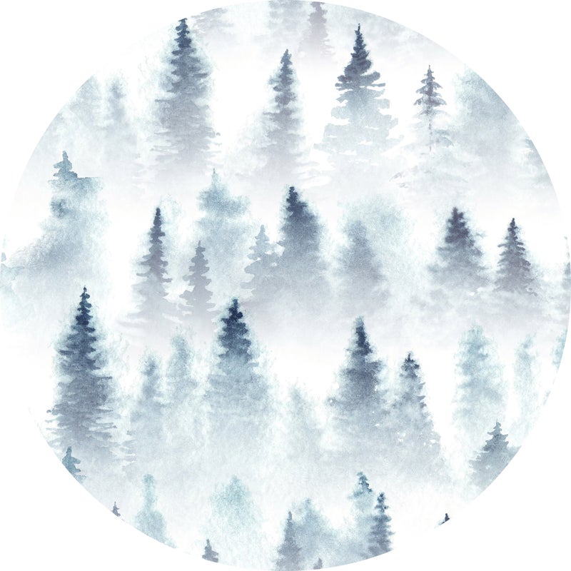 Dywan winylowy dla dzieci Foggy forrest [średnica] 120 cm - Antypoślizgowy PVC, winyl do pokoju dziecięcego, trudnopalny i zmywalny.