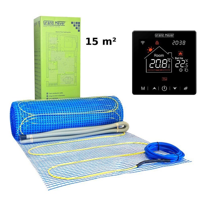 Zestaw Mata grzewcza 15 m² 170 W/m² + Termostat Wi-Fi programowalny SN-20