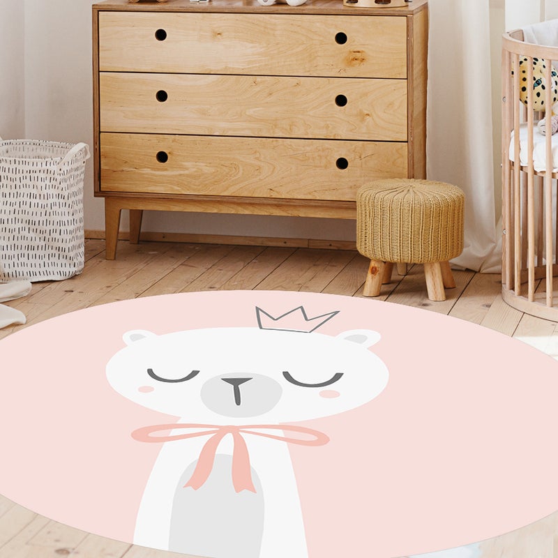 Dziecięcy dywan winylowy King bear [średnica] 120 cm - Antypoślizgowy PVC, winylowy do pokoju dziecięcego, trudnopalny i zmywalny.