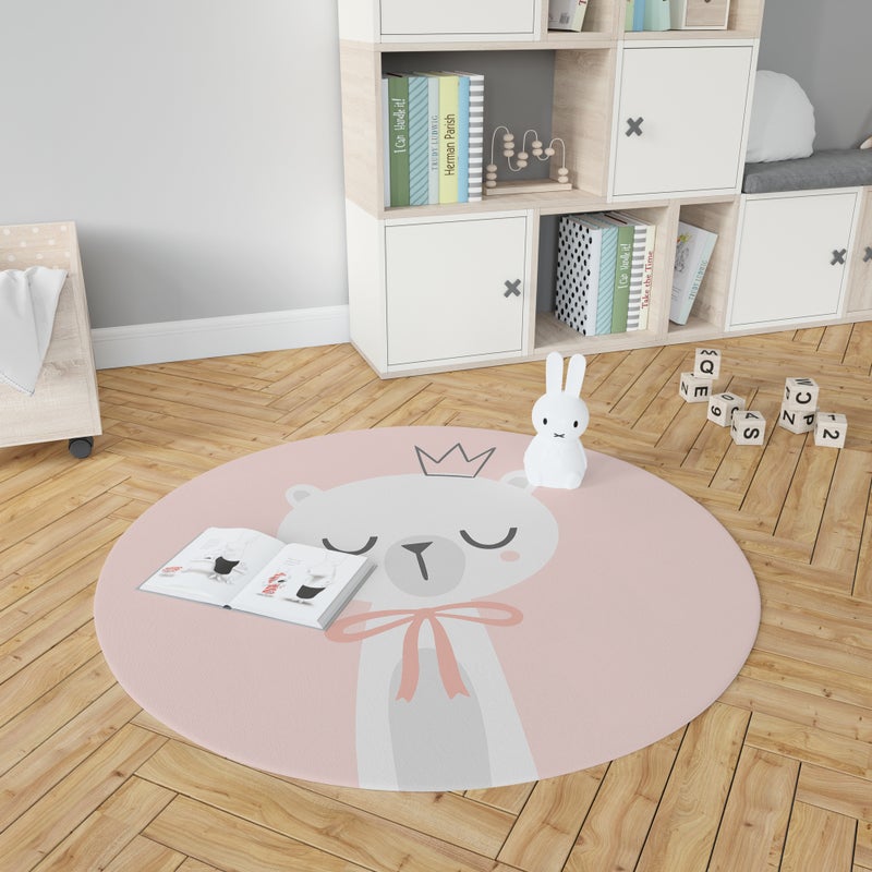 Dywan winylowy dla dzieci King bear [średnica] 150 cm - Antypoślizgowy PVC, winylowy do pokoju dziecięcego, trudnopalny i zmywalny.