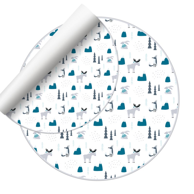 Dywan winylowy dla dzieci Forest [średnica] 100 cm - Antypoślizgowy PVC, winylowy do pokoju dziecięcego, trudnopalny i zmywalny.