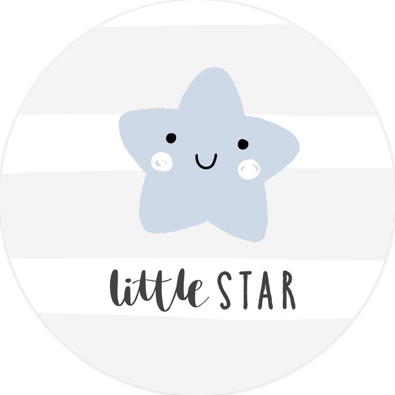 Dywan winylowy dla dzieci Little Star niebieski [średnica] 120 cm - Antypoślizgowy PVC, winylowy do pokoju dziecięcego, ognioodporny i zmywalny.