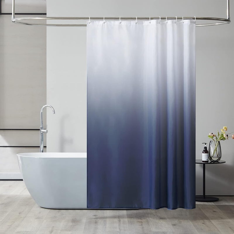 Zasłona prysznicowa anty-pleśniowa, nadająca się do prania w pralce, wodoodporna, z 12 haczykami, 180x200 cm, ciemnoniebieski gradient