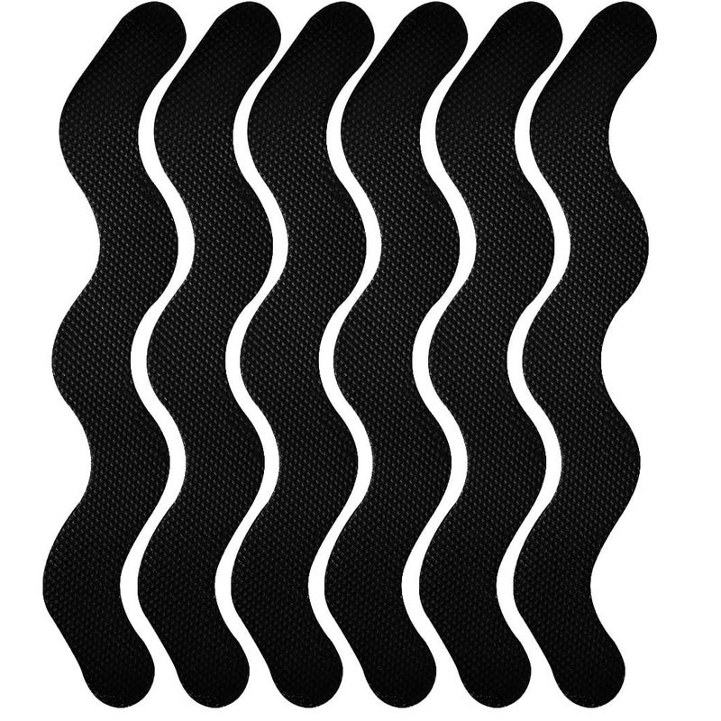 Naklejki antypoślizgowe do kabin prysznicowych w kształcie litery S, do wanien, pryszniców, schodów, 1,3 x 18 cm, 6 sztuk, czarne