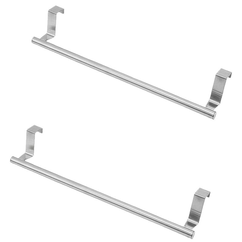 Wieszak na ręczniki na drzwi, nie wymaga wiercenia, do kuchni, łazienki i garderoby, 36 cm, 2 sztuki (srebrny)