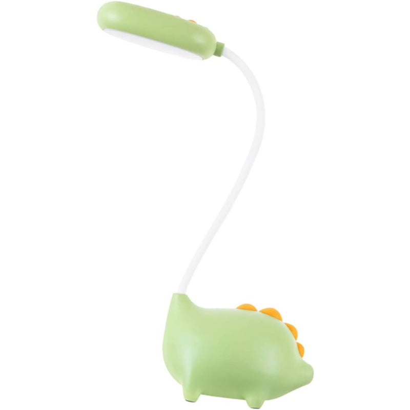 Unikalna lampka biurkowa LED w kształcie dinozaura, nocna, dla dzieci, ładowana bezprzewodowo, do nauki, z ochroną oczu, zielona