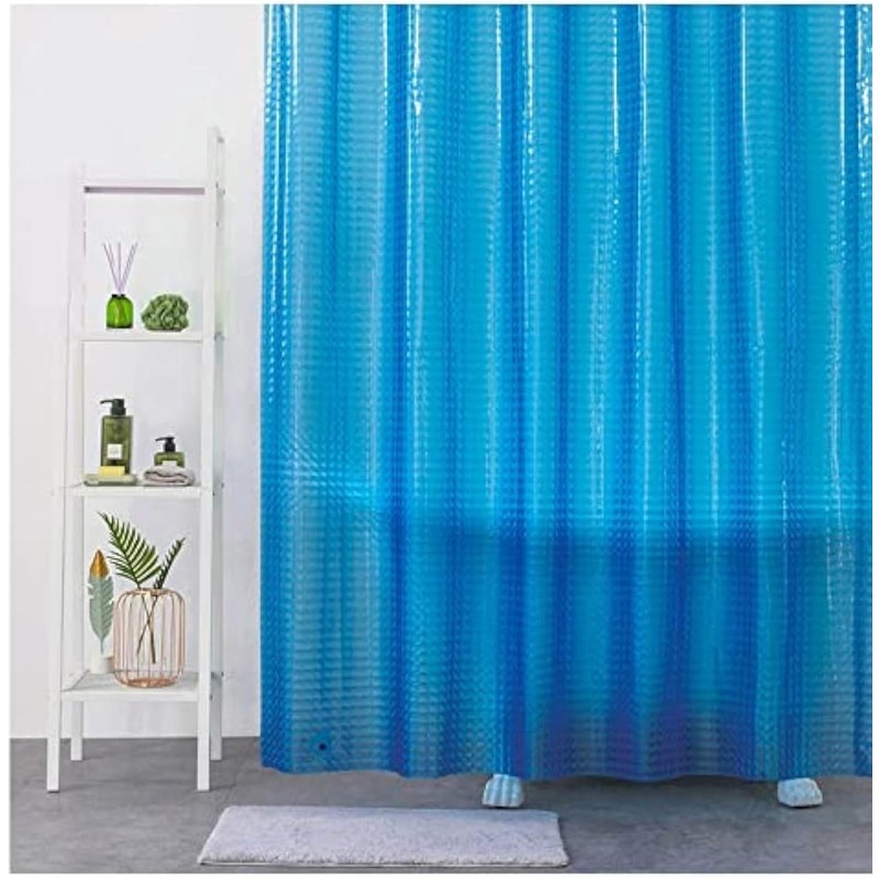 180x200cm Niebieska zasłona prysznicowa PEVA, 3D przezroczysta wkładka prysznicowa do kabiny prysznicowej