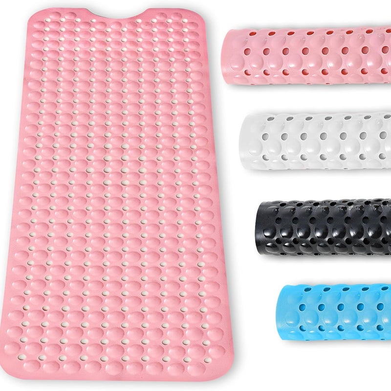 Mata antypoślizgowa do wanny z 3 przyssawkami, nadająca się do prania w pralce, do wanien i podłóg łazienkowych (różowa) 100 x 40 cm