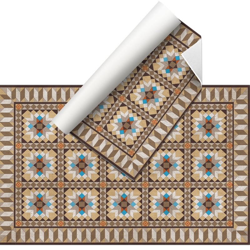 Mozaikowy dywan winylowy Vintage Tiles 100x150 cm -PVC antypoślizgowy, winylowy dywan do kuchni lub salonu, wodoodporny styl