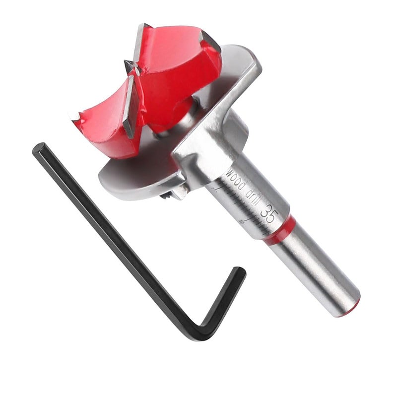 Frez do drewna z wgłębieniem Ø35 mm – wiertło regulowane, otwornica z węglika spiekanego, ogranicznik głębokości do precyzyjnego wiercenia