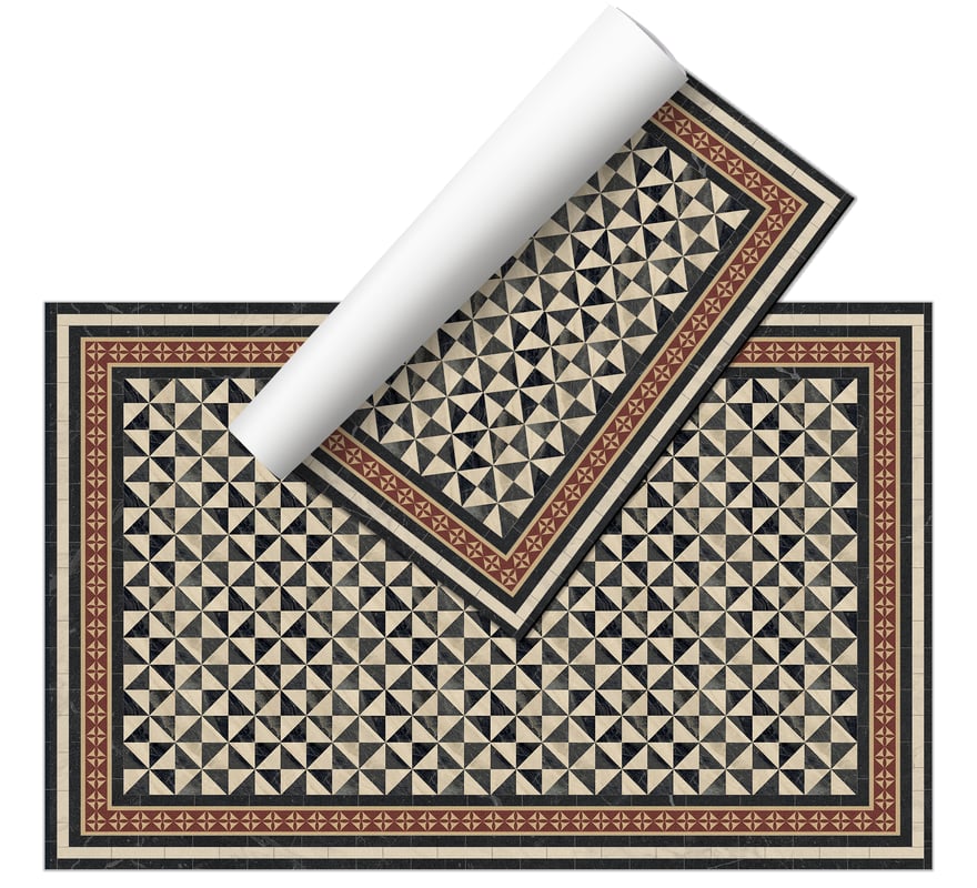 Damero Omar dywan winylowy 100x150 cm -PVC antypoślizgowy, winyl do kuchni lub salonu, styl hydrauliczny