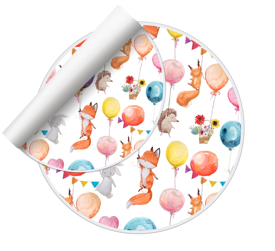 Dywan winylowy dla dzieci Party Animal [średnica] 150 cm - Antypoślizgowy PVC, winylowy do pokoju dziecięcego, trudnopalny i zmywalny.