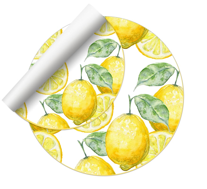 Okrągły dywan winylowy Lemons okrągły [średnica] 150 cm - antypoślizgowy, gładki, ciężki, winylowy dywan do kuchni lub salonu