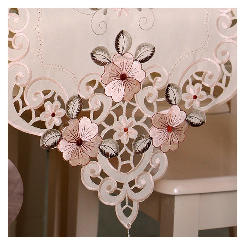 Bieżnik vintage z haftowanymi kwiatami (40 x 150 cm)