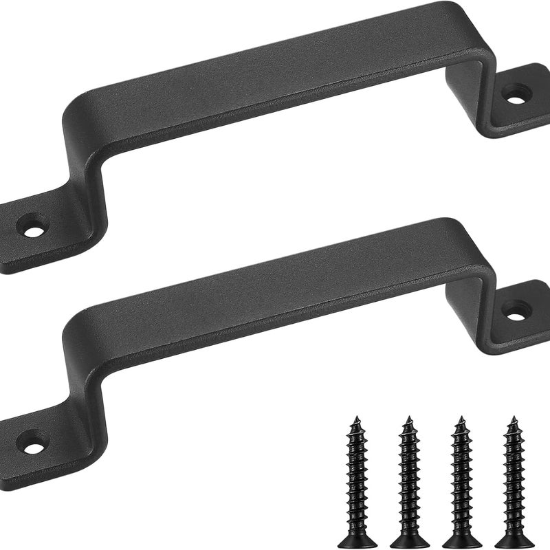 Wytrzymałe, zabytkowe klamki do drzwi z żeliwa, zestaw 2 sztuk, czarne, idealne do stosowania na zewnątrz, w garażach, szafkach i wewnątrz.