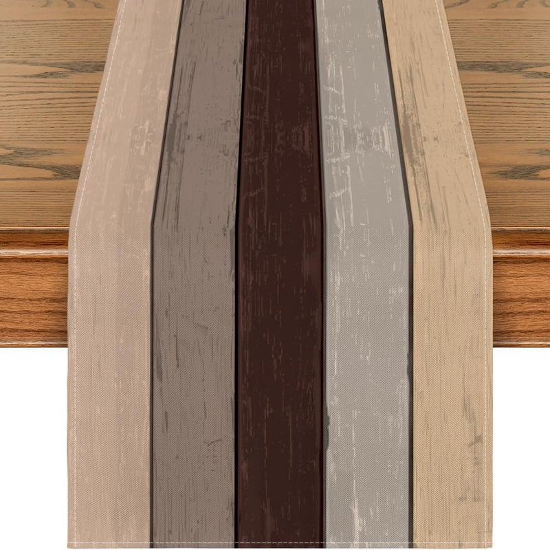 Bieżnik jesienny – antyczny – rustykalne drewno – sezonowa dekoracja stołu kuchennego do wnętrz, na imprezy i święta – 33 x 119 cm