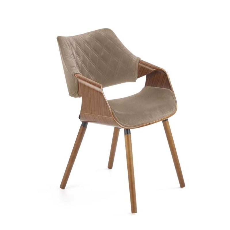 Krzesło tapicerowane K396 VELVET beżowe/orzech
