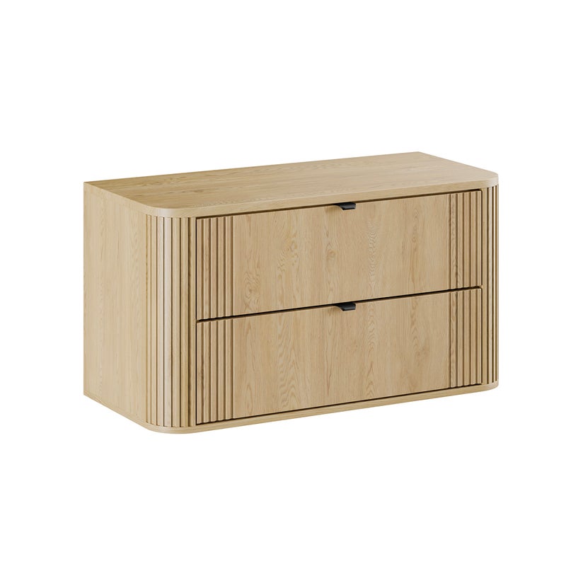 Szafka pod umywalkę nablatową OVALIA CREMONA 2S 100cm dąb cremona z blatem