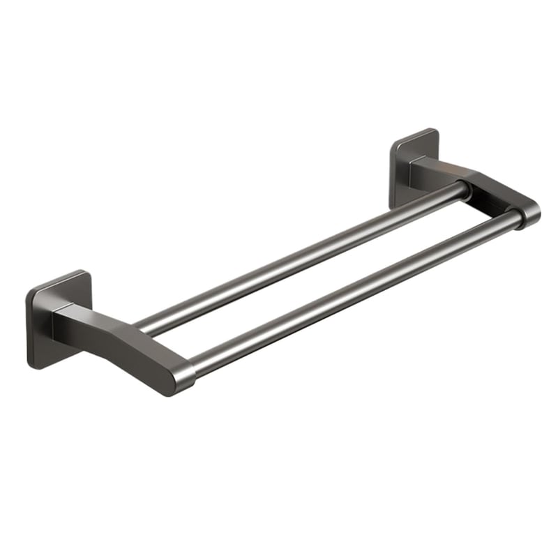 Wieszak na ręczniki łazienkowe, podwójny, bez wiercenia, 30 cm, szary