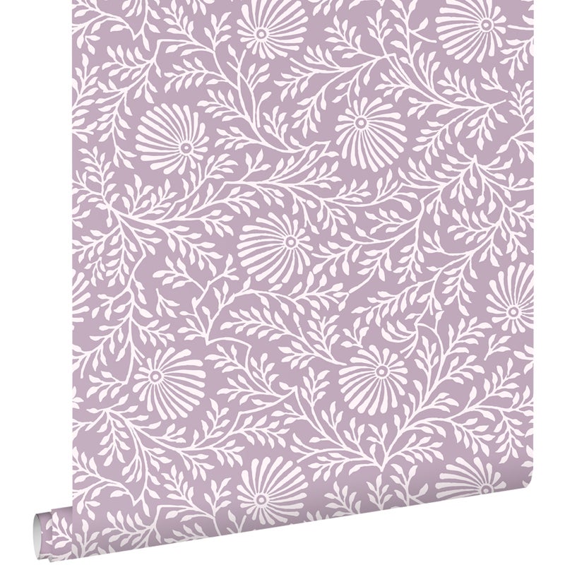 Tapeta zabytkowe kwiaty liliowo fioletowym - 50 x 900 cm - ESTAHOME