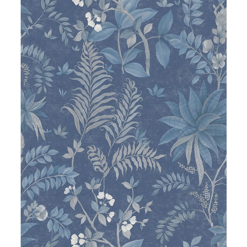 Tapeta tropikalne liście niebieskim - 53 cm x 10,05 m - SANDERS & SANDERS