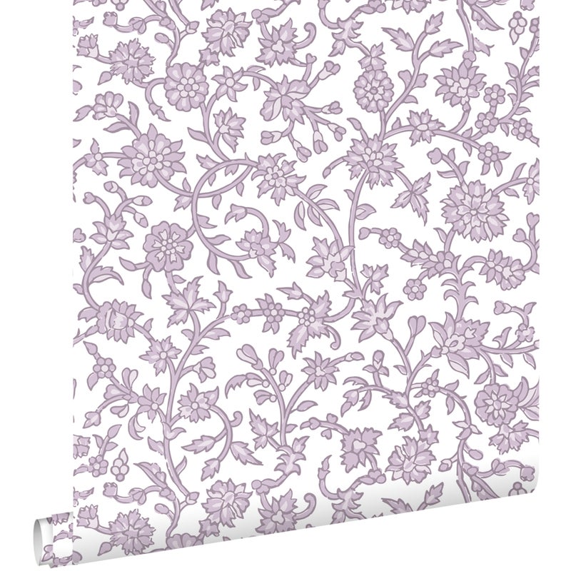 Tapeta zabytkowe kwiaty liliowo fioletowym - 50 x 900 cm - ESTAHOME