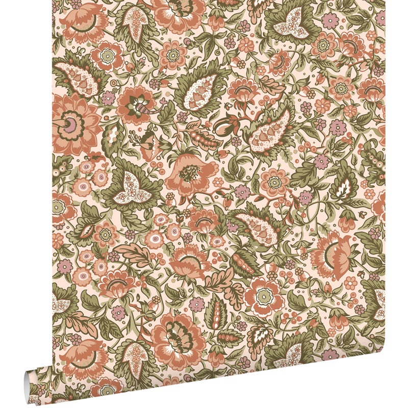 Tapeta zabytkowe kwiaty zielonymIterakota - 50 x 900 cm - ESTAHOME