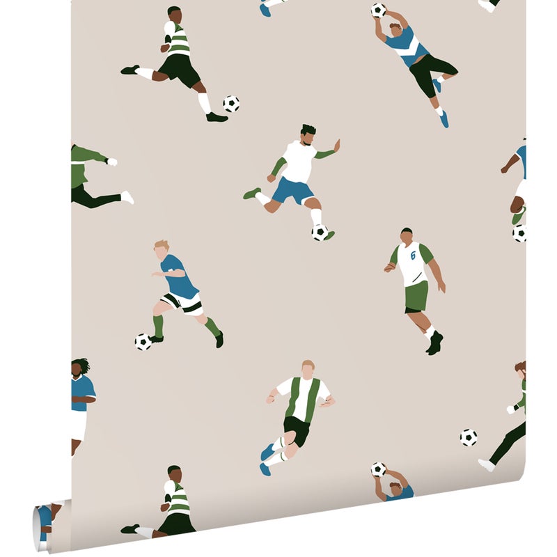 Tapeta piłkarze beżowymIzielonym - 50 x 900 cm - ESTAHOME