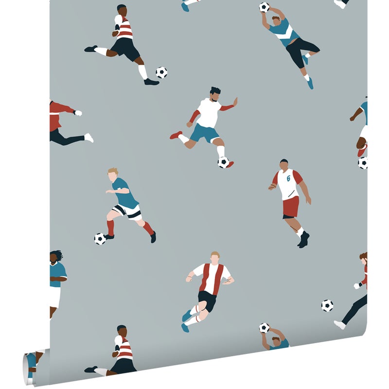 Tapeta piłkarze jasnoniebieskim - 50 x 900 cm - ESTAHOME