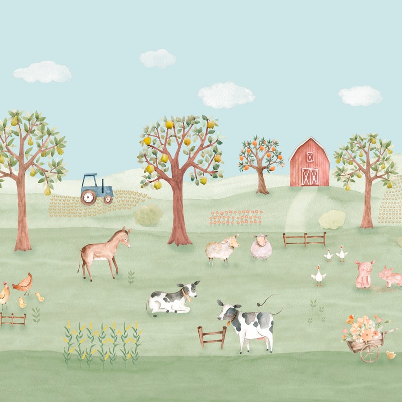 Fototapeta zwierzęta hodowlane zielonymIniebieskim - 318 x 275 cm - SANDERS & SANDERS