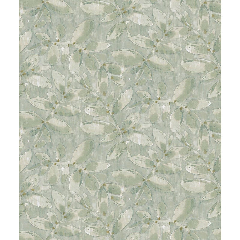 Tapeta narysowane liście zielonym - 53 cm x 10,05 m - SANDERS & SANDERS