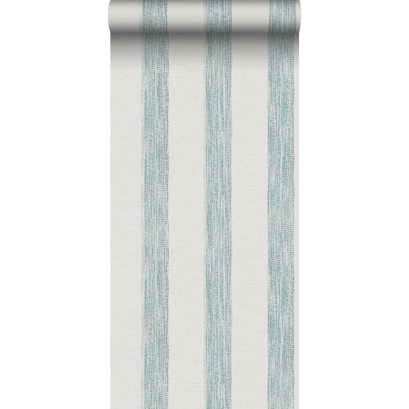 Tapeta malowane paski niebiesko-zielonymIbiałym - 53 cm x 10,05 m - SANDERS & SANDERS