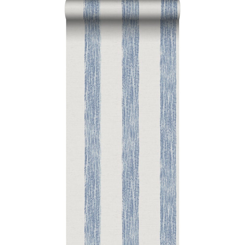 Tapeta malowane paski niebieskimIbiałym - 53 cm x 10,05 m - SANDERS & SANDERS