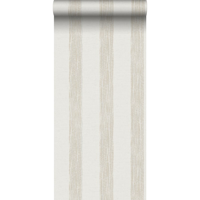 Tapeta malowane paski beżowymIbiałym - 53 cm x 10,05 m - SANDERS & SANDERS